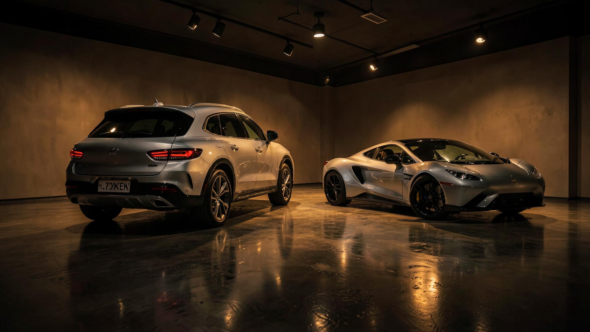 Cars in the LRD Tyres Ltd showroom